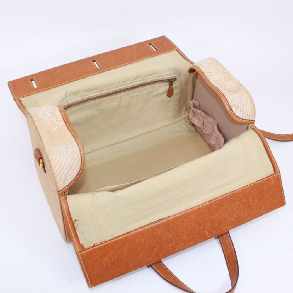 Hermes Leather Canvas Boston Bag - Picture 9 of 10